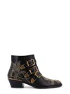 Chloé Susan Leather Boots With Metal Details In Multi