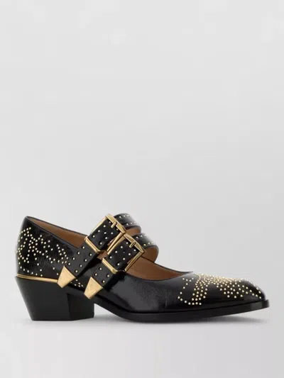 Chloé Susan Pumps Low Heel Round Toe Studs In Black