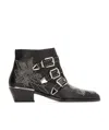 Chloé Women Black Nappa Leather Susanna Ankle Boots In Black
