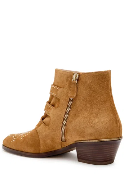 Chloé Chloe Susanna 40 Stud-embellished Suede Ankle Boots In Brown