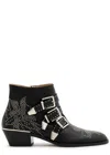 Chloé Chloe Susanna 40 Studded Leather Ankle Boots In Black And Silver
