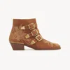 Chloé Women Ginger Brown Nubuck Cowhide Susanna Ankle Boots In Brown