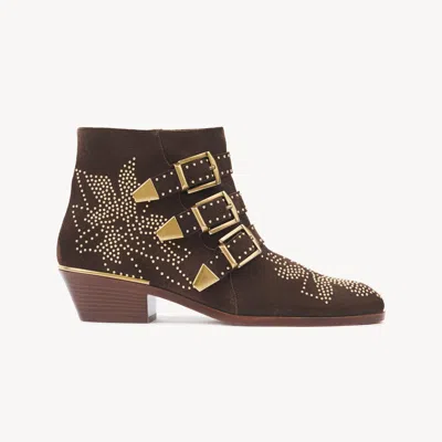 Chloé Susanna Ankle Boot Brown Size 7 100% Calf-skin Leather