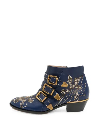 Pre-owned Chloé Susanna Ankle Boots In Blue