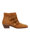 Chloé Women Ginger Brown Nubuck Cowhide Susanna Ankle Boots In Brown