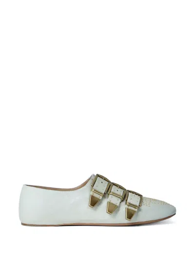 Chloé Susanna Buckle-detail Leather Loafers In White