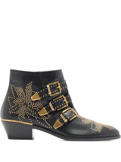 Chloé Chloe Women Embellished Nappa Leather Susanna Ankle Boots In Black