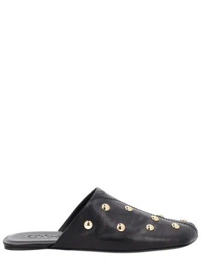 Chloé Susanna Buckle-details Studded Flat Pumps In Blue