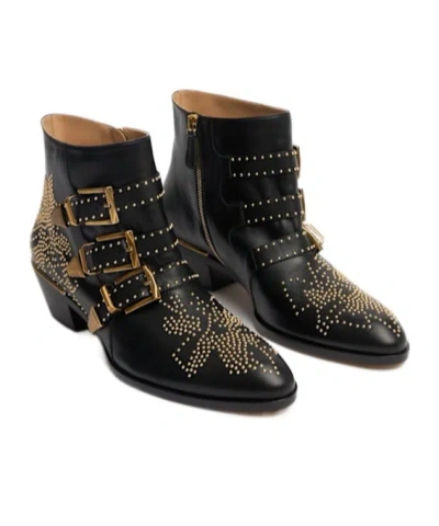 Chloé Chloe Women Embellished Nappa Leather Susanna Ankle Boots In Black