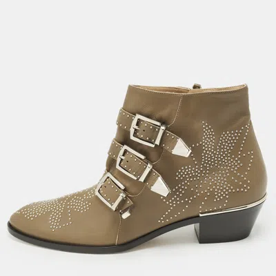 Pre-owned Chloé Susanna Size 41 Brown Leather Ankle Length Boots