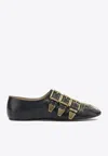 Chloé Susanna Buckle-details Studded Flat Pumps In Black