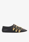 Chloé Susanna Buckle-details Studded Flat Pumps In Black