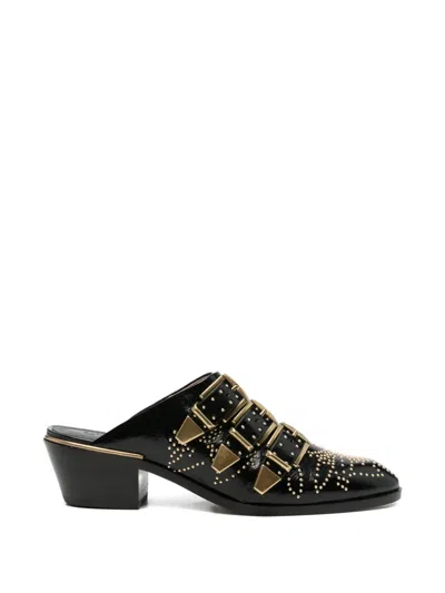 Chloé Susanna Studded Leather Mules In Black