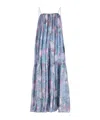 Chloé Chloe Women Long Dress Peonies Print On Organic Silk Mousseline In Blue