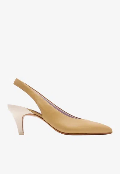 Chloé Suzie 55 Leather Slingback Pumps In Brown