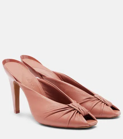 Chloé Suzie Leather Mules In Brown