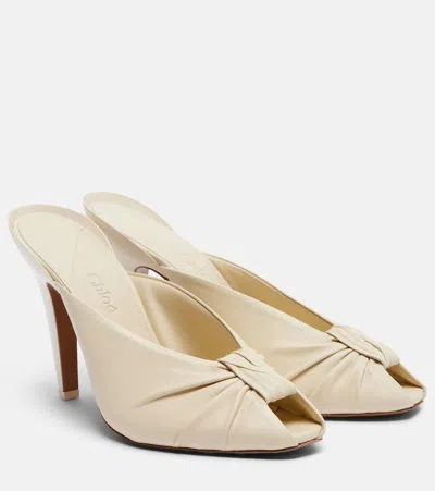 Chloé Suzie Leather Mules Pointed Toe Twist In Burgundy