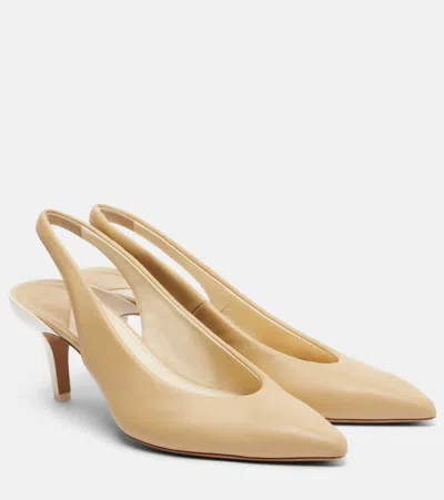 Chloé Suzie Leather Slingback Pumps In Neutral