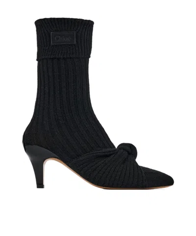 Chloé Suzie Wool High-heeled Ankle Boots In Black