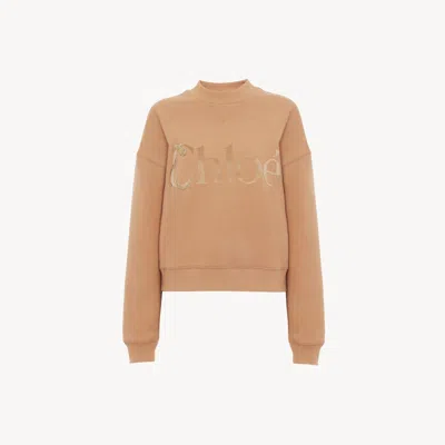 Chloé Sweat Ample À Logo En Molleton De Coton Femme Brun Taille Xl 100% Coton In Brown