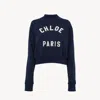 Chloé Mock-neck Logo Jumper In Cotton Fleece In Blue