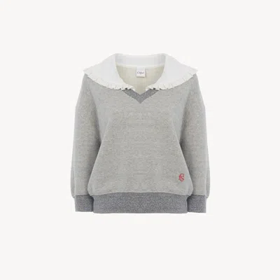 CHLOÉ COLLARED JUMPER IN CHINÉ FLEECE