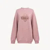 Chloé Sweat Oversize En Molleton Chiné À Logo In Pink
