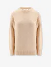 Chloé Oversized Knitted Sweater In Cashmere & Cotton Pink Size M 100% Cotton In Beige