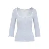 Chloé Lace-trimmed Button Top In Blue