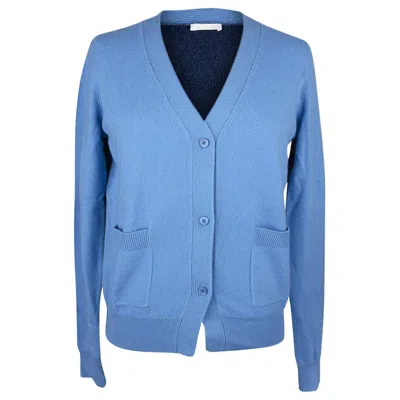 Pre-owned Chloé Chloe Sweater Cashmere V Neck Cardigan Blue Color Block S