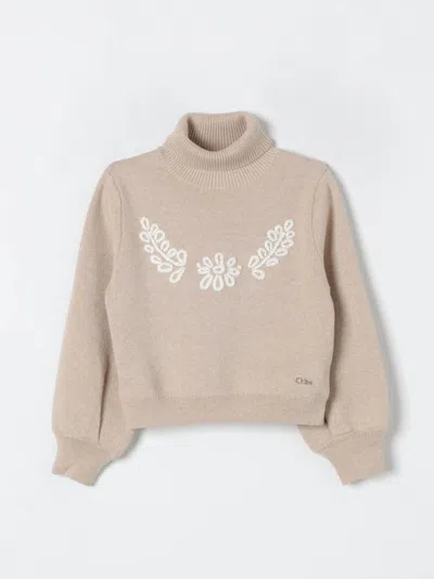 CHLOÉ SWEATER CHLOÉ KIDS COLOR BEIGE,G01779022