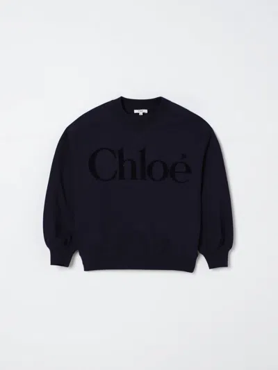 CHLOÉ SWEATER CHLOÉ KIDS COLOR BLUE,H24691009