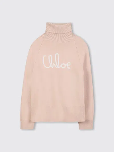 CHLOÉ SWEATER CHLOÉ KIDS COLOR PINK,H55981010