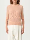 Chloé Alpaca Wool And Silk Knit Elbow-sleeve Logo Sweater Clothing