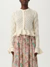 Chloé Openwork Flounced Cardigan In Alpaca And Silk In White