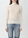 Chloé White Logo Embroidery Turtleneck Sweater In Weiss