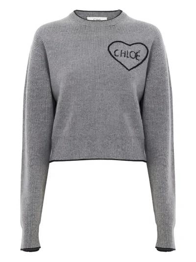 Chloé Sweater Mit Herz In Gray