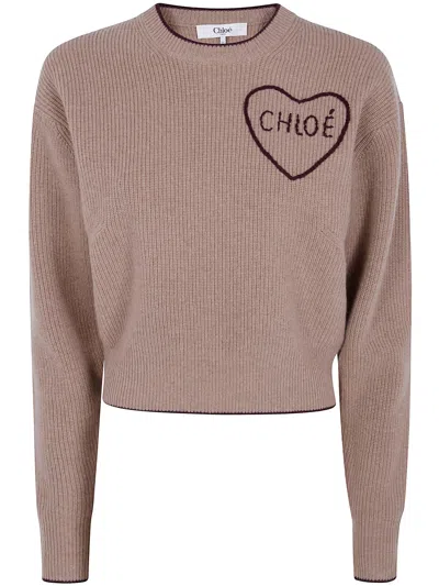 Chloé Sweater Round Neck "chloe" In Brown