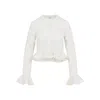 Chloé Openwork Flounced Cardigan In Alpaca And Silk In White