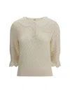 Chloé Pointelle Knit Sweaters And Cardigans White In Yellow