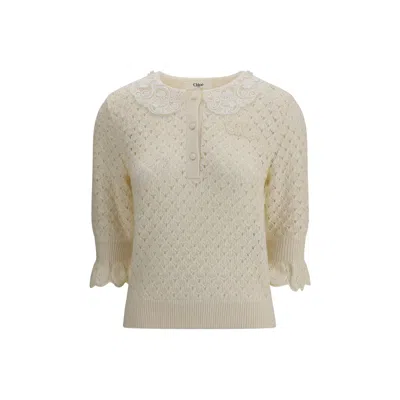 CHLOÉ SWEATER WITH LACE COLLAR
