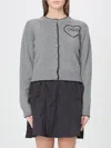 Chloé Fitted Cardigan With Logo In Wool And Cashmere Knit In Gray