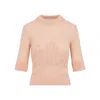 Chloé Wool And Silk Logo-applique Top In Pink