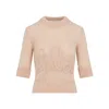 Chloé Wool And Silk Logo-applique Top In Pink