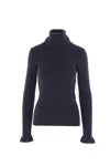 Chloé Wool And Cotton Turtleneck Pullover In Blue