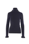 Chloé Wool And Cotton Turtleneck Pullover In Blue