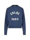 Chloé Cropped Round Neck Sweatshirt Clothing In Blue