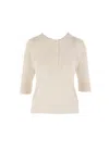 Chloé Henley Knit Top In Beige