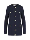 Chloé Embellished Cable-knit Cotton Cardigan In Blue