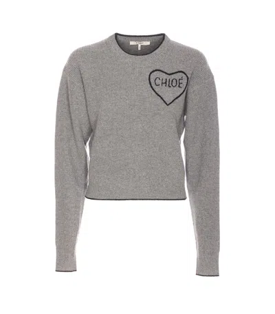 Chloé Mp39 Logo Sweater In Gray
